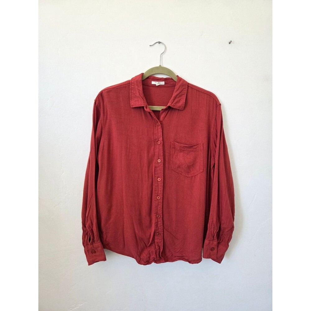 Maurices Burnt Orange Copper Button Front Shirt Summer Boho Teacher Casual S